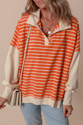 Orange Stripe Color Block Sweatshirt